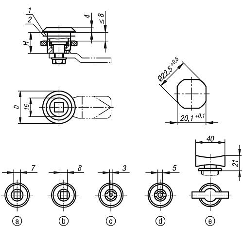 Drehriegel kleine Ausführung, Edelstahl 1.4401 - K1351 - direkt bei HUG Technik ✓