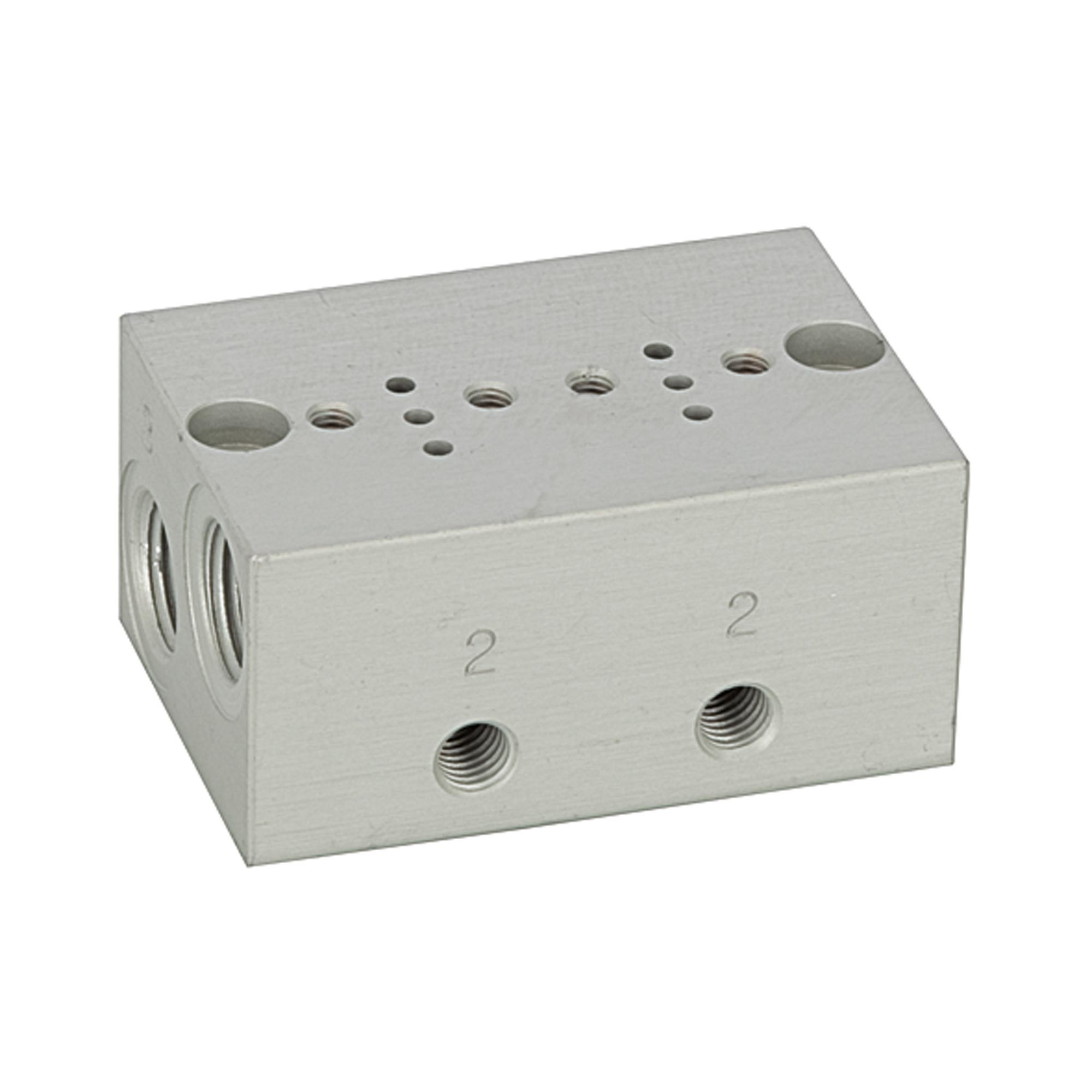 Reihengrundplatte 2-fach, M5 für Mini-Magnetventile 15 mm - bei HUG Technik ☆