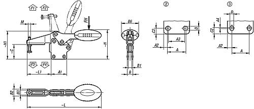 Schnellspanner Standard, Fuß senkrecht, Edelstahl, Komp: Polyamid Komp: rot RAL3020, M=M05x25 - K0661.105003 - gibt’s bei ☆ HUG Technik ✓