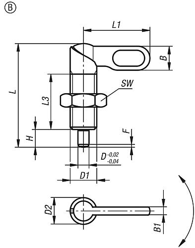 Sperrriegel M10, Form: B Edelstahl, D=4 - K0637.1050410 - direkt bei HUG Technik ✓