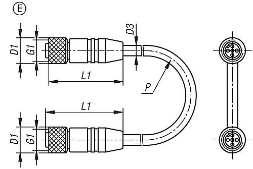 Steckverbinder mit Schraubanschluss geschirmt, Form:E, D1=14,5, P=10000, N=5X0,34 Mm², L1=43, Tpu, Komp:Bronze - K1482.1211215X10000 - bei HUG Technik ♡