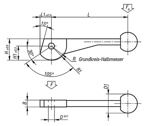 Exzenterhebel einfach Vergütungsstahl, D=10 - K0008.10 - bekommst Du bei HUG Technik ♡