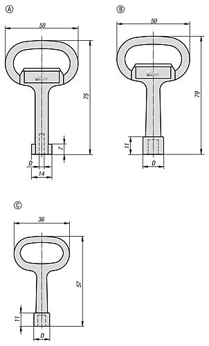 Steckschlüssel für Drehriegel, Zink - K0535 - bei HUG Technik ☆
