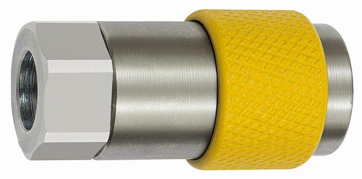 Unverwechselbare Dreh-Sicherheitskupplung NW 6, ISO 6150 C, G 1/2 IG, gelb - bei HUG Technik ✓
