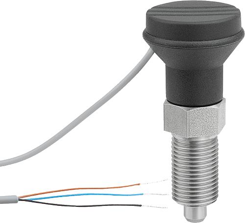 Arretierbolzen m.Zustandssensor,kabelgeb, PNP Schließer, Gr.1, M10X1, D=5, Form:A - K1744.011051