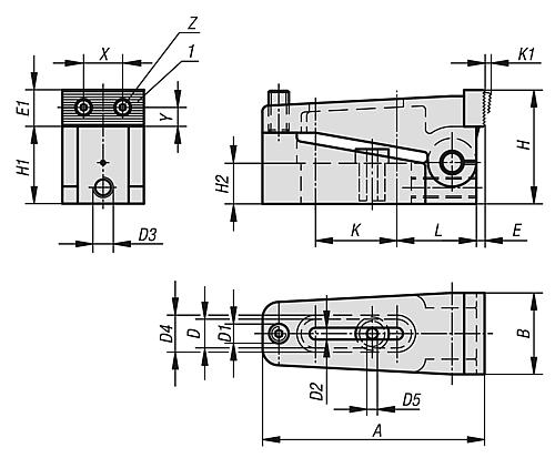 Niederzugspanner A=110 39x56 Stahl, Komp: Einsatzstahl - K0033.010 - bei HUG Technik ✓