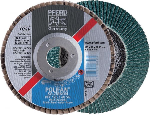 PFERD Fächerschleifscheibe Z 40 SG 115 mm K 40 gerade - bei HUG Technik ♡ PFERD Fächerschleifscheibe Z 40 SG 115 mm K 40 gerade - bei HUG Technik ♡