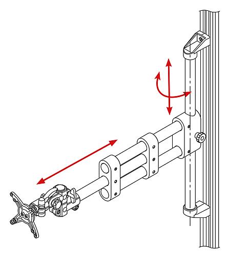 Monitorhalterung Tragarm Teleskop, Thermoplast, Höhenverstellbar, Komp:Aluminium - K1510.3018 - direkt von HUG Technik ✓