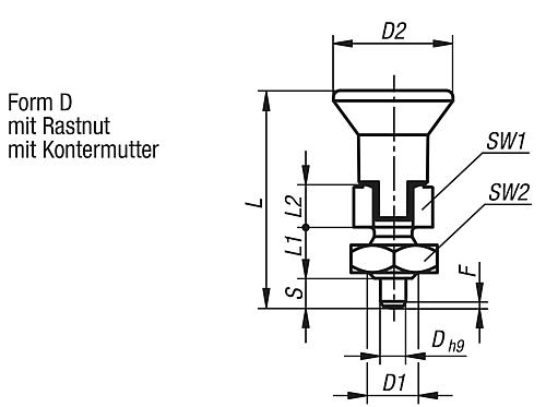 Arretierbolzen kurze Ausführung Gr.0 M08, Form: D Edelstahl, D=4 - K0748.14004080 - kommt direkt von HUG Technik 😊