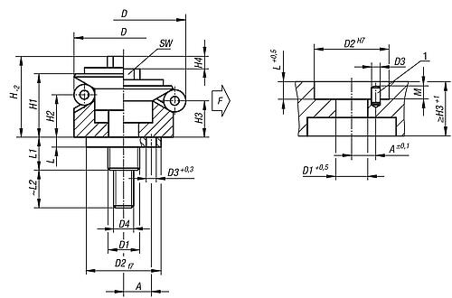 Zentrierspanner, Form: A Stahl, D =11,7, D=14,2 - K0644.0101203 - bei HUG Technik ✭