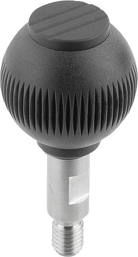 Griffkugel drehbar Gr.1 M06 Thermoplast, schwarz RAL7021, Komp: Edelstahl, Komp: schwarz RAL7021 - K0254.0106 - bei HUG Technik ✭