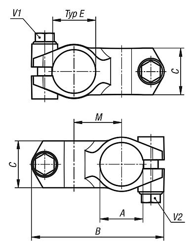 Rohrverbinder Kreuzstück für Lineareinheit Form: B, A=30, Typ=30, Edelstahl 1.4308 elektrolytisch poliert - K0496.13030 - bei HUG Technik ✓