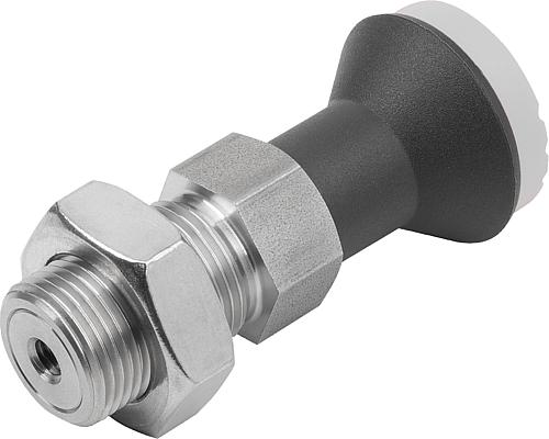 Betätigungsgriff ohne Rastnut, mit Pilzknopf, Gr.4, D1=M20x1,5, L=73, Form: B mit Kontermutter, Edelstahl - K1502.124205 - bei HUG Technik ✭