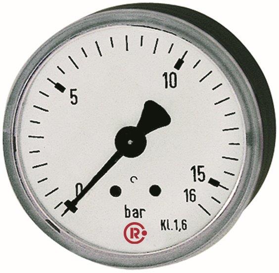 Standardmanometer, G 1/4 hinten zentrisch, -1 / 0,0 bar, ø 50 mm, Stahlblechgehäuse - bei HUG Technik ✭