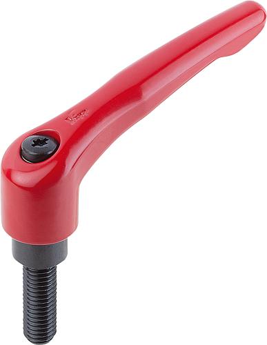 Klemmhebel Gr.1 M06x20 Zink, rot RAL3003, Komp: Stahl - K0122.10627x20