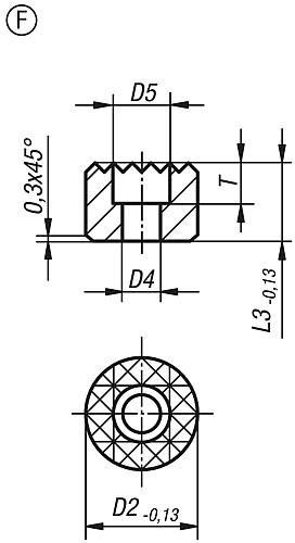 Grippers und Einsätze rund D2=12, Form: F Werkzeugstahl, mit Senkbohrung - K0385.11210 - gibt’s bei ☆ HUG Technik ✓