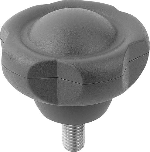 Fünfsterngriff antibakteriell M10x20 Thermoplast, grau RAL7015, D=63 - K0255.1263101144X20 - direkt bei HUG Technik ✓