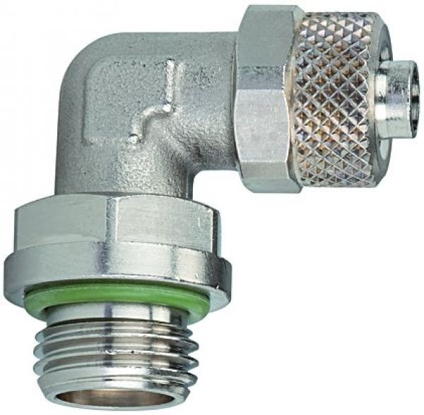Winkel-Einschraubverschraubung, drehbar, G 1/4 a., FKM, Schlauch 6/4 - bei HUG Technik ☆