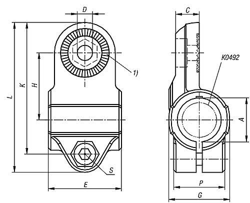 Rohrverbinder Gelenkstück mit Innenverzahnung für Rundrohre A=12,1, Aluminium, Komp: Stahl verzinkt - K0486.512 - bei HUG Technik ✭