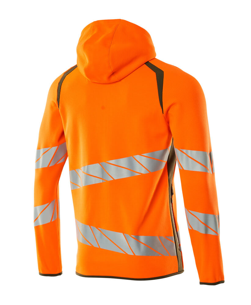 MASCOT® ACCELERATE SAFE Kapuzensweatshirt mit Reißverschluss  Gr. 2XL, hi-vis orange/moosgrün - bei HUG Technik ♡