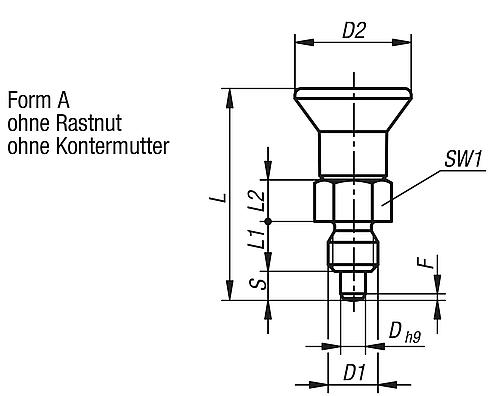 Arretierbolzen kurze Ausführung Gr.0 M08, Form: A Edelstahl, D=4 - K0748.11004080 - direkt bei HUG Technik ✓