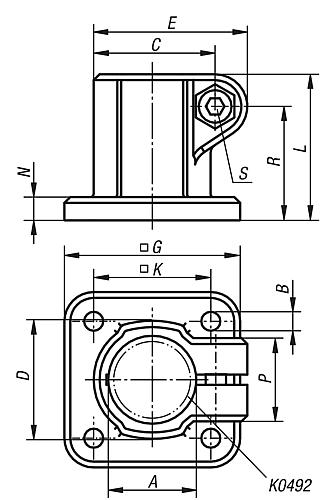 Rohrverbinder mit Fuß G=45 L=32 Thermoplast, Komp:Stahl, A=18 - K0477.18 - gibt’s bei ☆ HUG Technik ✓