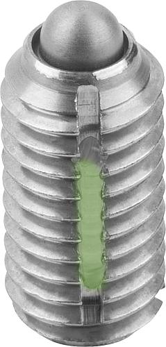 Produktbild Federndes Druckstück verstärkte Federkraft M05 L=12 Edelstahl, LONG-LOK, Komp: Bolzen aus Edelstahl - K0324.205 - bei HUG Technik ✓