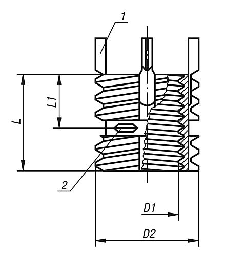 Gewindeeinsatz selbstsichernd Edelstahl, M05, M08 - K0401.105 - direkt von HUG Technik ✓