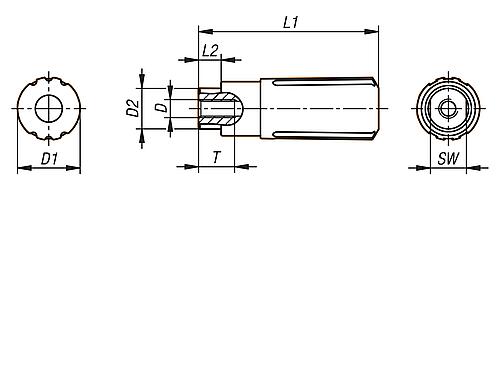 Zylindergriff drehbar Gr.1, Form: B D=M04, L1=40, Thermoplast, Komp: Stahl - K1468.1104 - gibt’s bei HUG Technik ✓