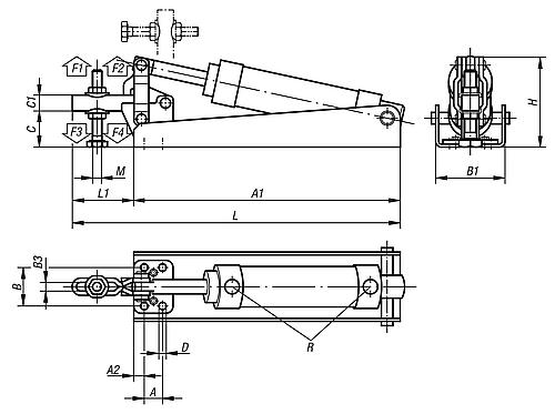 Pneumatikspanner horizontal, Form: A Stahl, Komp: Stahl - K0089.0075 - bei HUG Technik ✓