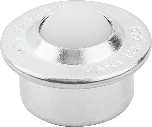 Kugelrolle Gehäuse, Form:B Stahl, Komp:Polyamid, D=24 ±0,065 - K0761.115 - bekommst Du bei HUG Technik ♡