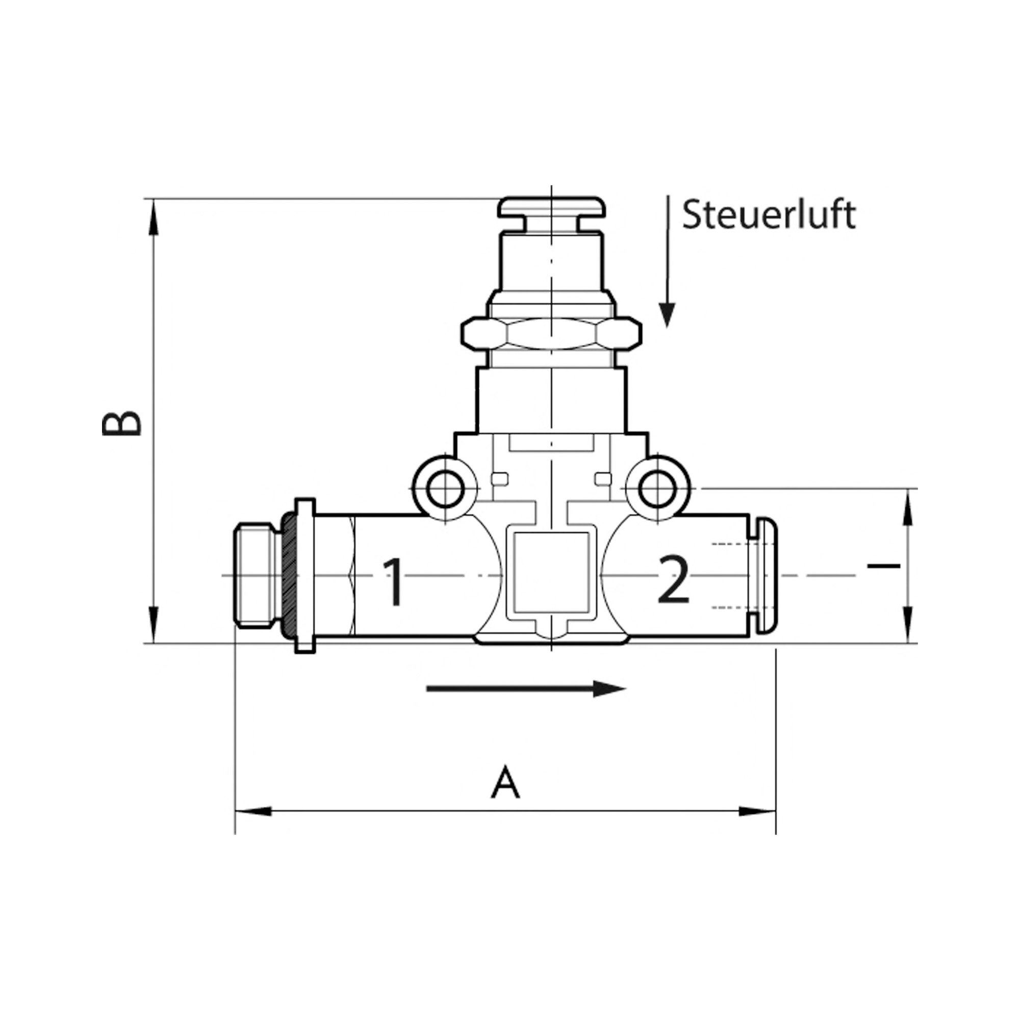 3/2-Wegeventil, pneum. NC, Gewinde - Schlauch, G1/4, Schl.6 - erhältlich bei ✭ HUG Technik ✓