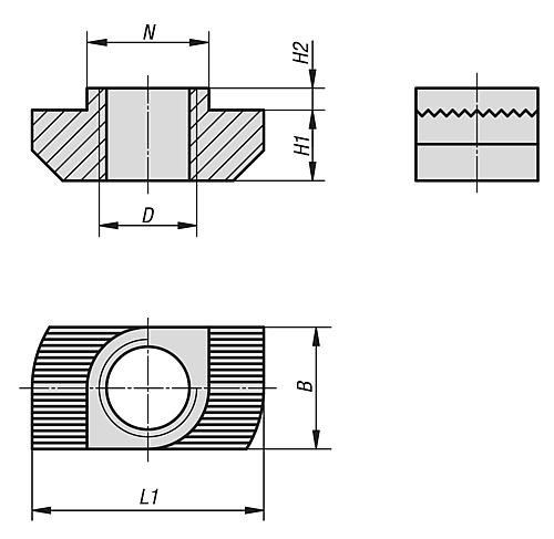 Hammermutter für T-Nut M04 Stahl - K1028.0804015 - bei HUG Technik ✭