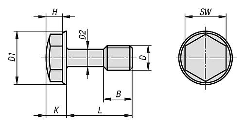 Sechskantschraube mit Dünnschaft M03X10, SW=5,5, Edelstahl 1.4404 poliert - K1330.03X10 - bei HUG Technik ✭