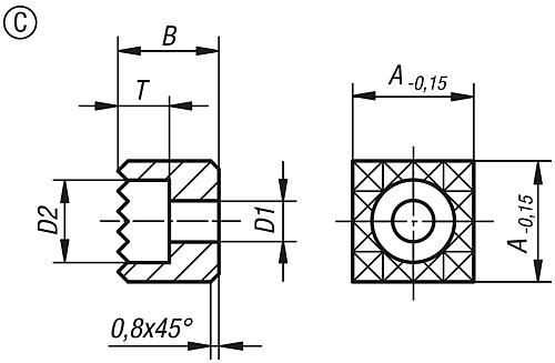 Gripper quadratisch -, Form: C Werkzeugstahl, D1=4,5, A=12 - K0387.1210048 - kommt direkt von HUG Technik 😊