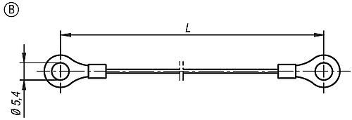 Halteseil Form:B mit Quetschkabelschuh L=150, Edelstahl, Komp:Aluminium - K0367.1150 - gibt’s bei ☆ HUG Technik ✓
