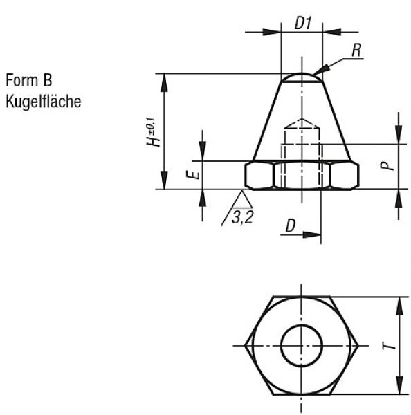 Auflagebolzen M06 H=12,5, Form: B Vergütungsstahl, T=11 - K0294.206012 - bei HUG Technik ✭