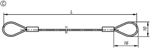 Halteseil Form:C mit Öse L=150, Edelstahl, Komp:Aluminium - K0367.2150 - bei HUG Technik ✓