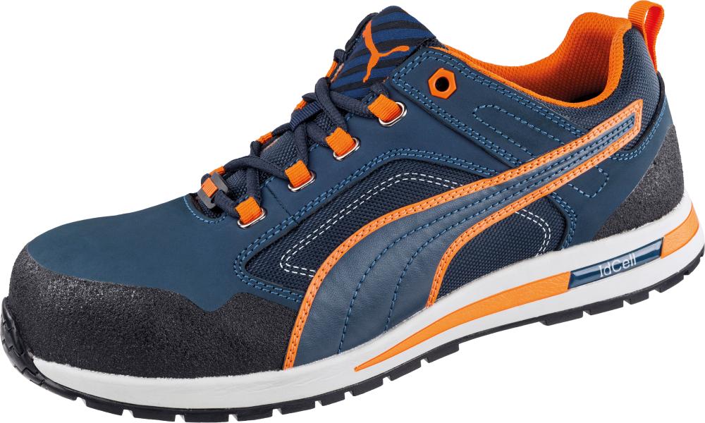 Puma® Sicherheitshalbschuh Crosstwist Low 643100, S3, SRC, HRO blau/orange - gibt’s bei ☆ HUG Technik ✓