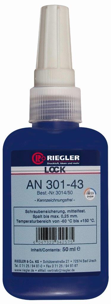 RIEGLER Lock AN 301-43, anaerober Klebstoff, mittelfest, 50 ml - bei HUG Technik ✓