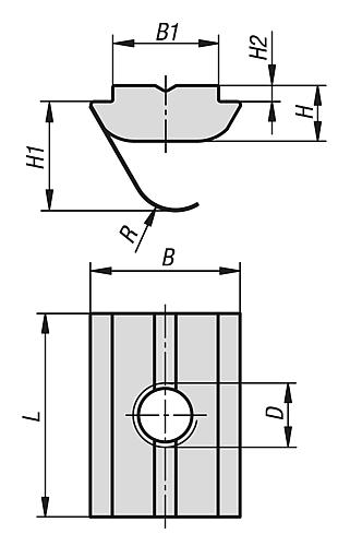 Nutenstein einschwenkbar M04 B=11,6 Stahl, mit Federband - K1027.0804 - gibt’s bei HUG Technik ✓