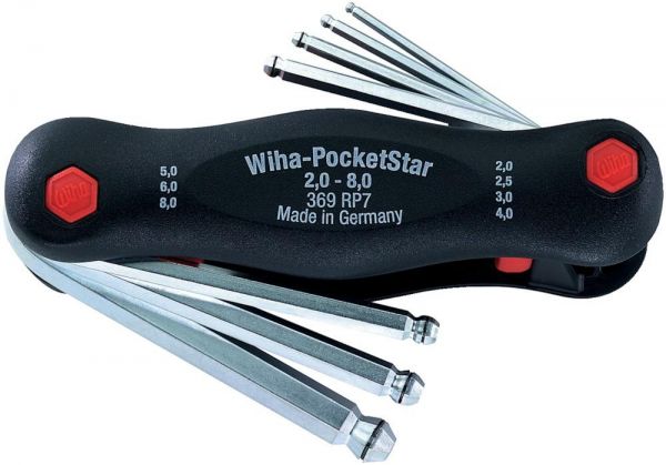 Wiha® Kugelkopf-Winkelschraubendreher 369R im Klapphalter MagicRing, 7-teilig 2-8mm - bekommst Du bei HUG Technik ♡