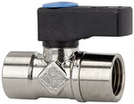 Mini-Kugelhahn blau, Messing vernickelt, G 1/8 IG - direkt von HUG Technik ✓