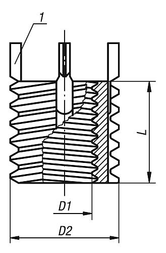 Gewindeeinsatz verstärkt Edelstahl, M04, M08 - K0399.104 - erhältlich bei ♡ HUG Technik ✓