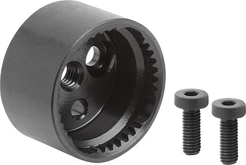 Rastelement mit Innenverzahnung, Form: A, D4=23, N=38, H=13,5, Stahl brüniert, Komp: Stahl - K1446.12338 - bei HUG Technik ✭