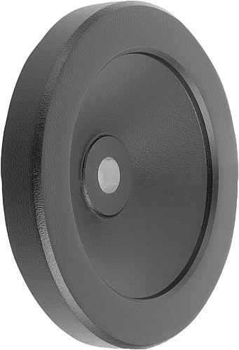 Scheibenhandrad D1=100 Passbohrung D2=10H7, Aluminium, schwarz pulverbesch, ohne Griff - K0161.01100X10 - direkt von HUG Technik ✓ Scheibenhandrad D1=100 Passbohrung D2=10H7, Aluminium, schwarz pulverbesch, ohne Griff - K0161.01100X10 - direkt von HUG Technik ✓