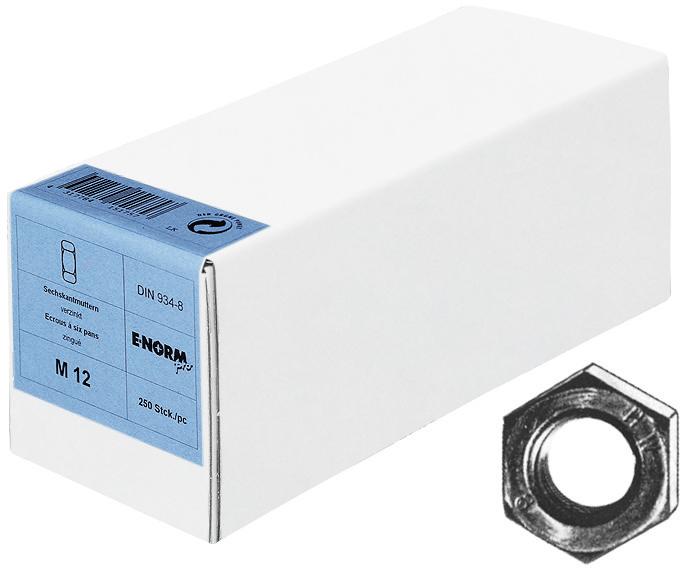 E-NORMpro Sechskantmutter M10 DIN 934-8, galvanisch verzinkt, Packung mit 500 Stück - direkt von HUG Technik ✓