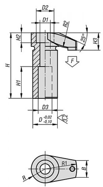 Spannhaken mit Schoneinsatz, Form: A Vergütungsstahl, Komp: Polyacetal, D=16 - K0012.206 - bei HUG Technik ✭