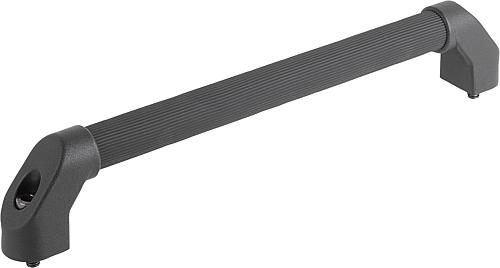 Rohrgriff geriffelt, Form: B Aluminium, schwarz, Komp: Kunststoff, A=180, D=M08x30 - K0221.1802 - direkt von HUG Technik ✓