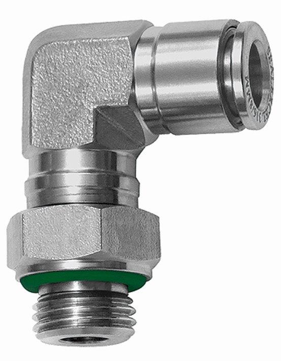 L-Steckverschraubung, G 1/2, Schlauch-ø 10, drehbar, L1 24.3, L2 33.8, Edelstahl - direkt bei HUG Technik ✓